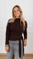 Maglia mezzo-collo in crepe con nodo variante fondente ViCOLO