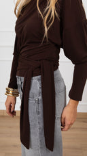 Maglia mezzo-collo in crepe con nodo variante fondente ViCOLO