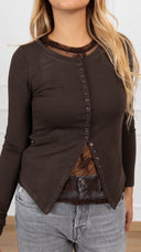 Twin-set con blusa pizzo variante moro Haveone