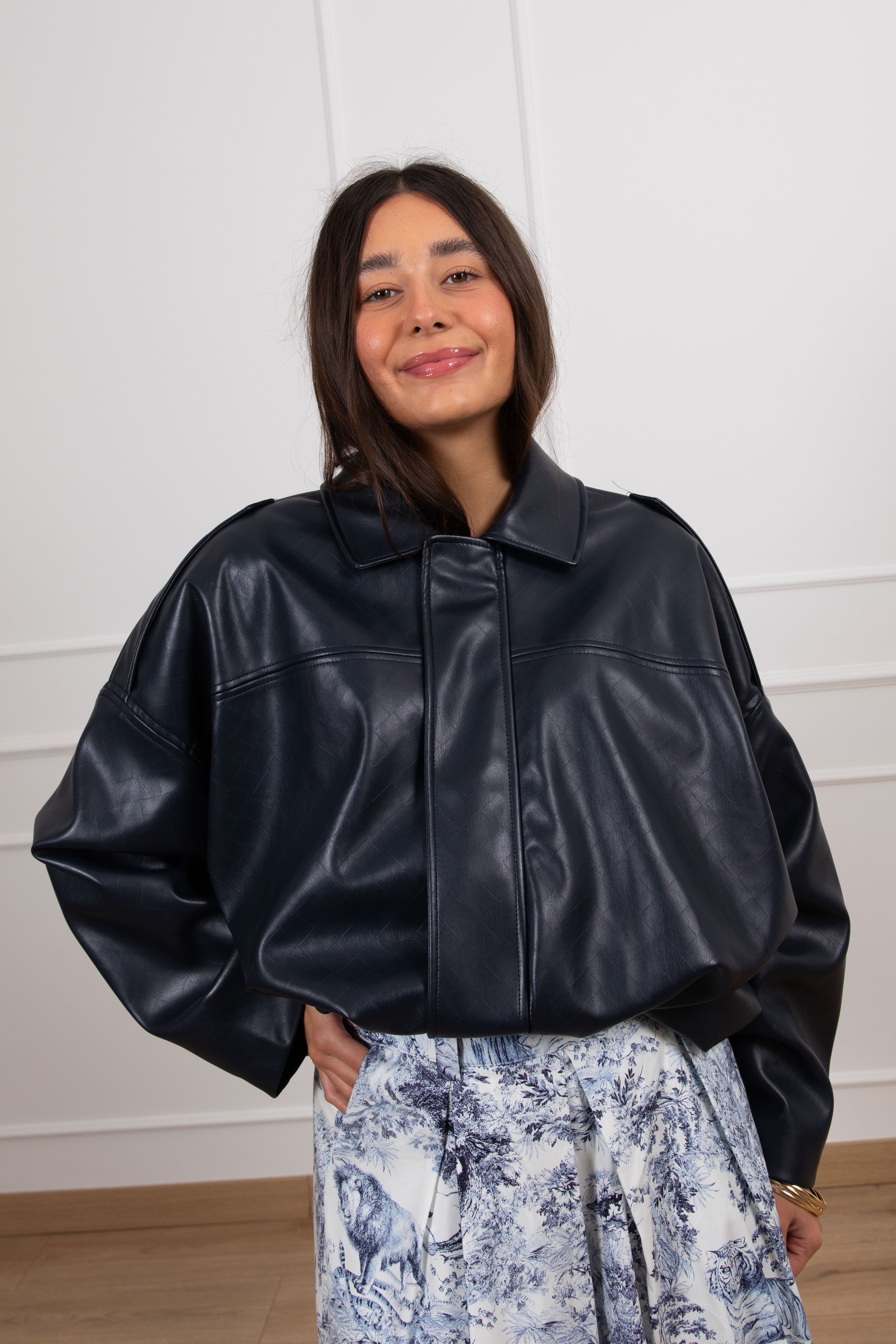 Bomber in eco-pelle intrecciata Tensione IN