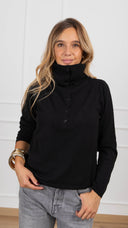 Maglia collo alto con bottoni variante nero ViCOLO