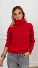 Maglia collo alto con bottoni variante rosso ViCOLO