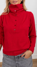 Maglia collo alto con bottoni variante rosso ViCOLO