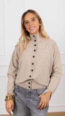 Cardigan mezzo-collo variante beige ViCOLO