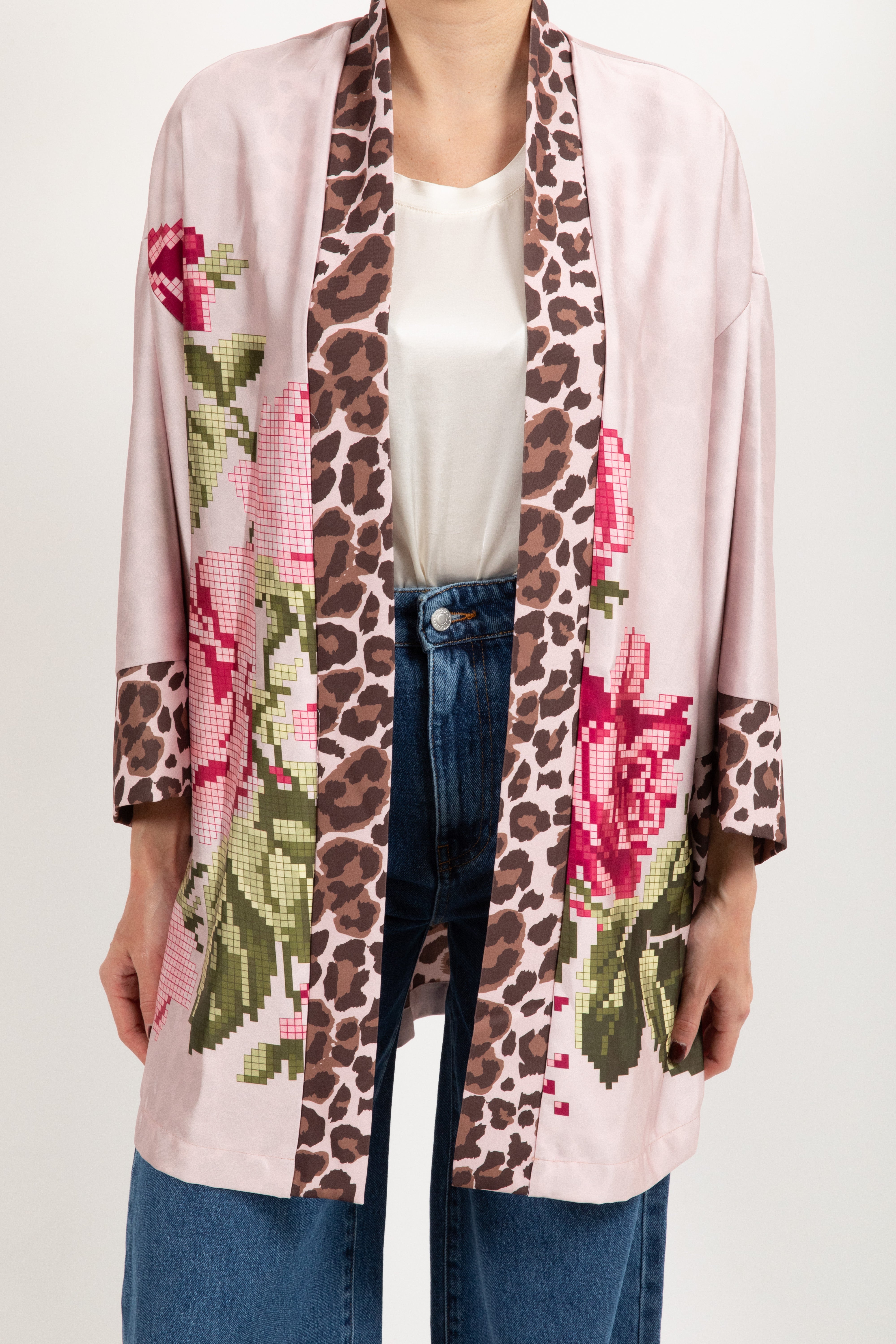 Kimono fantasia fowers e animalier Dixie