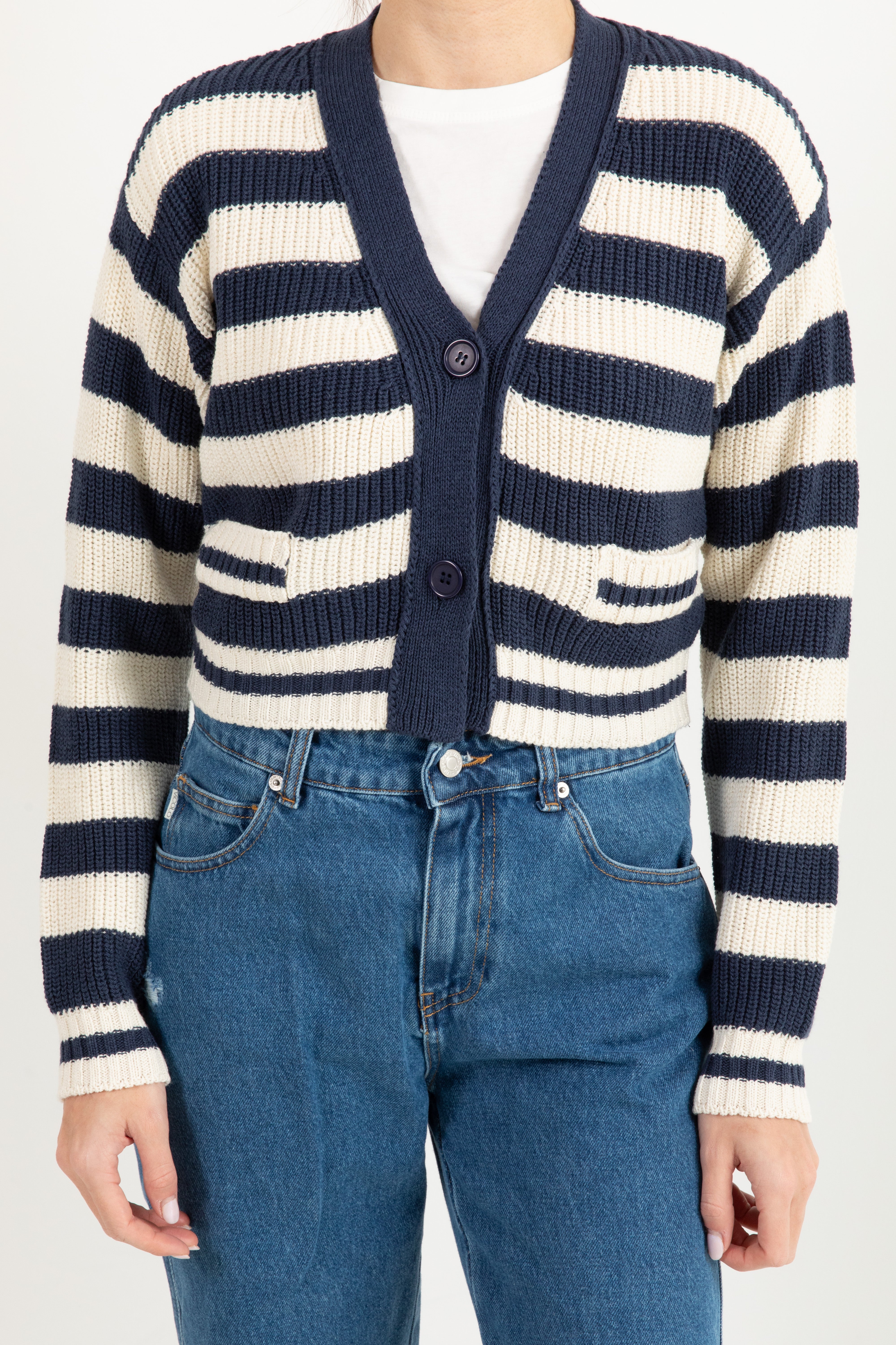 Cardigan cropped a righe ViCOLO