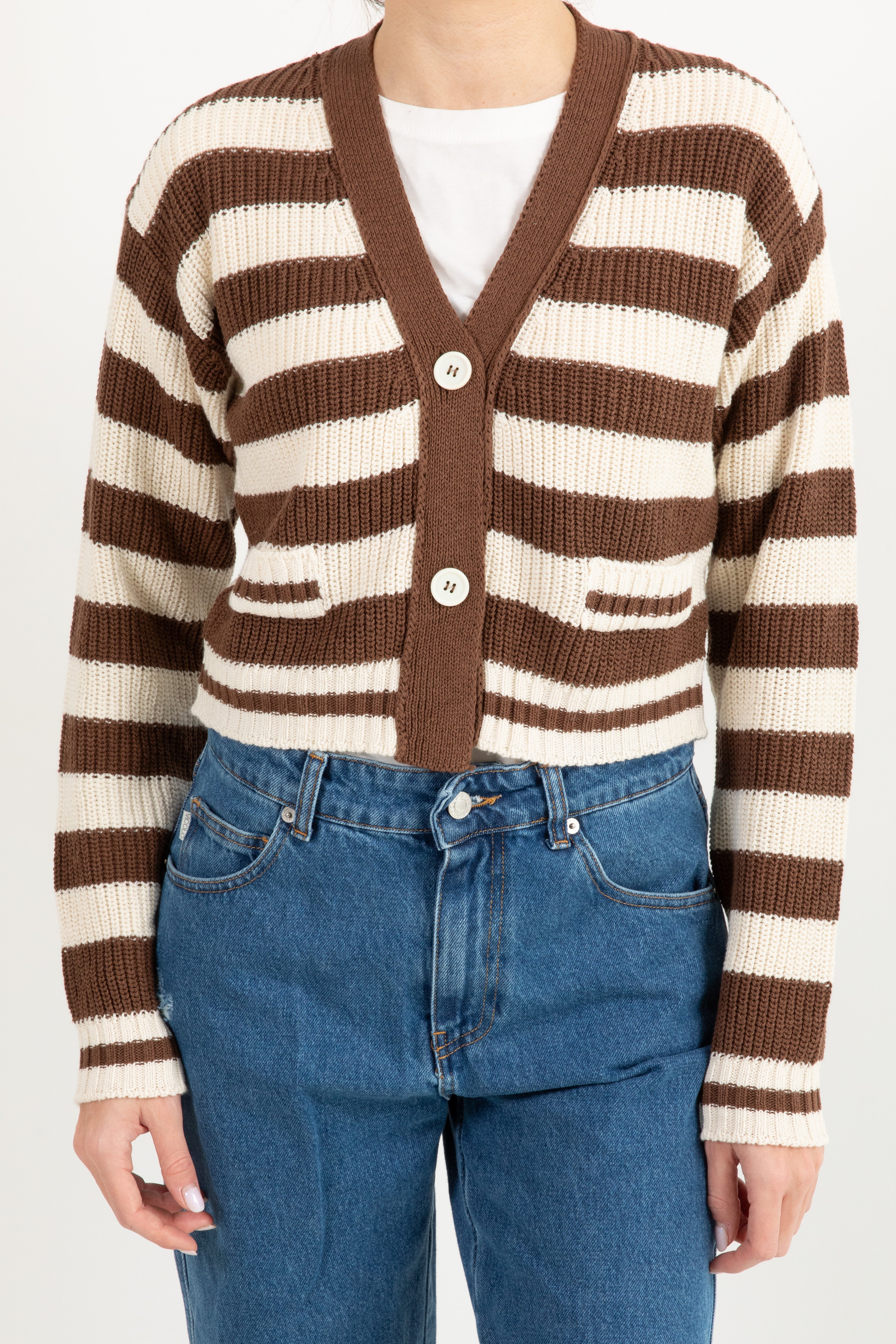 Cardigan cropped a righe ViCOLO