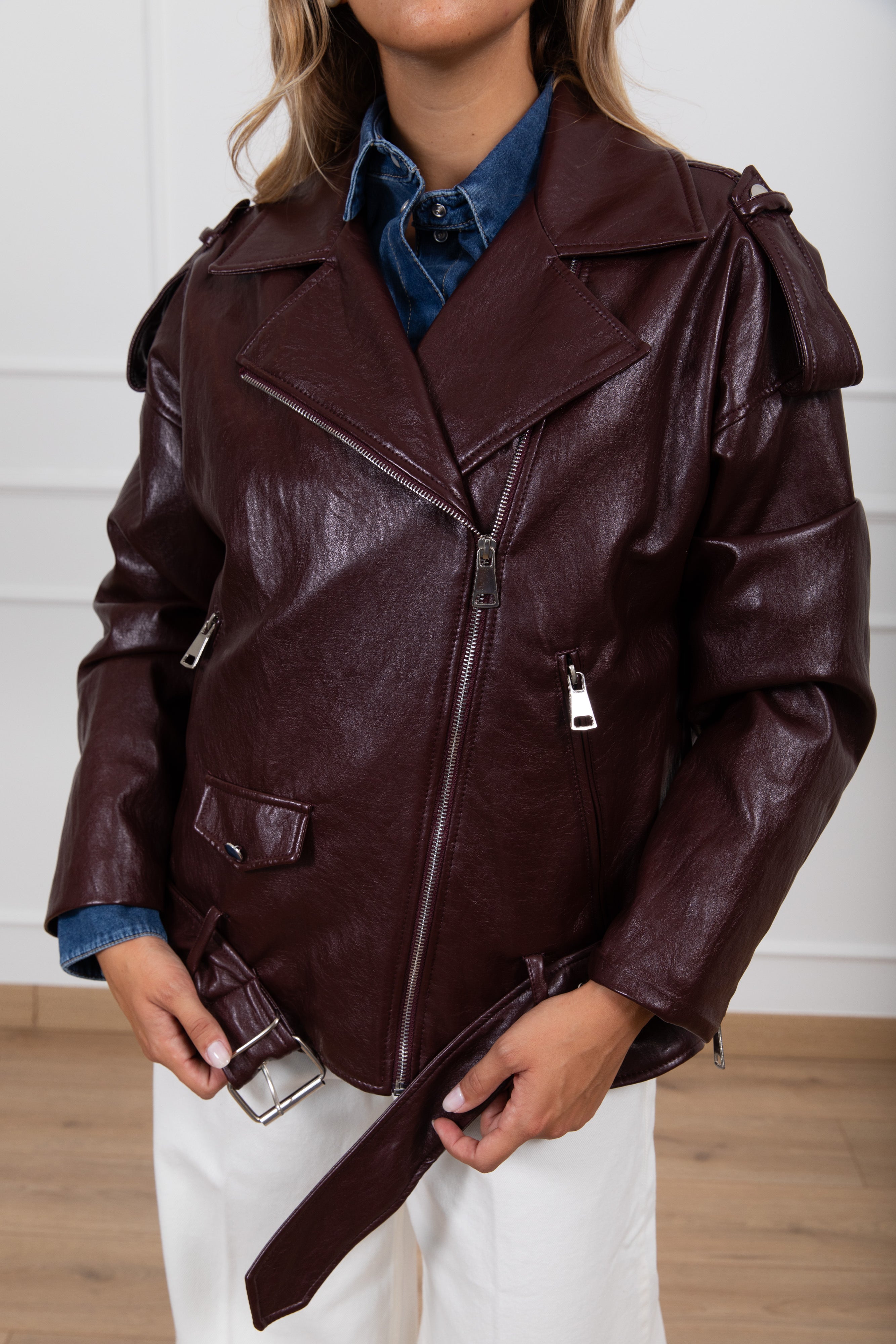 Chiodo in eco-pelle lucida Haveone