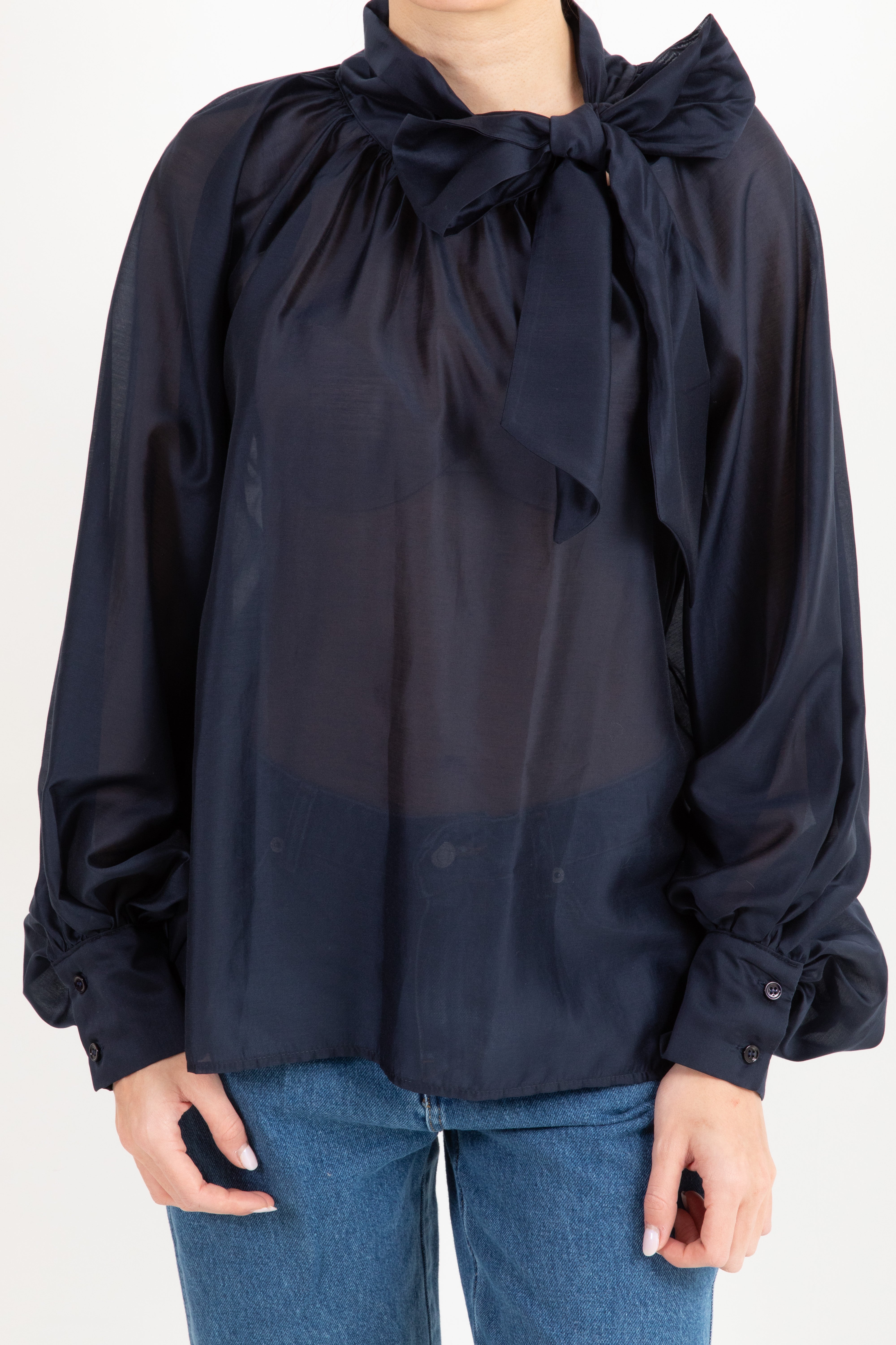 Blusa in lyocell con fiocco ViCOLO