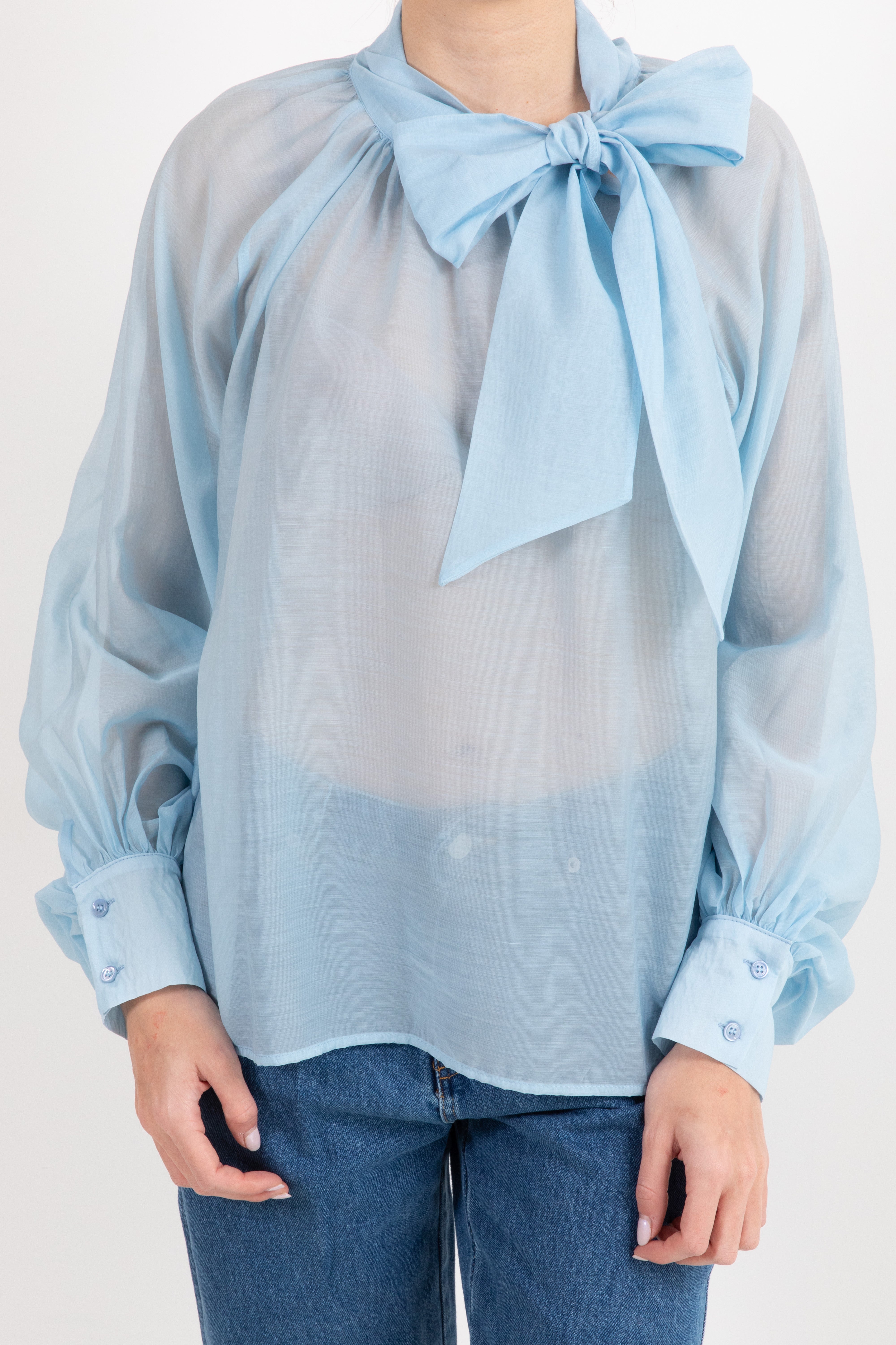 Blusa in lyocell con fiocco ViCOLO