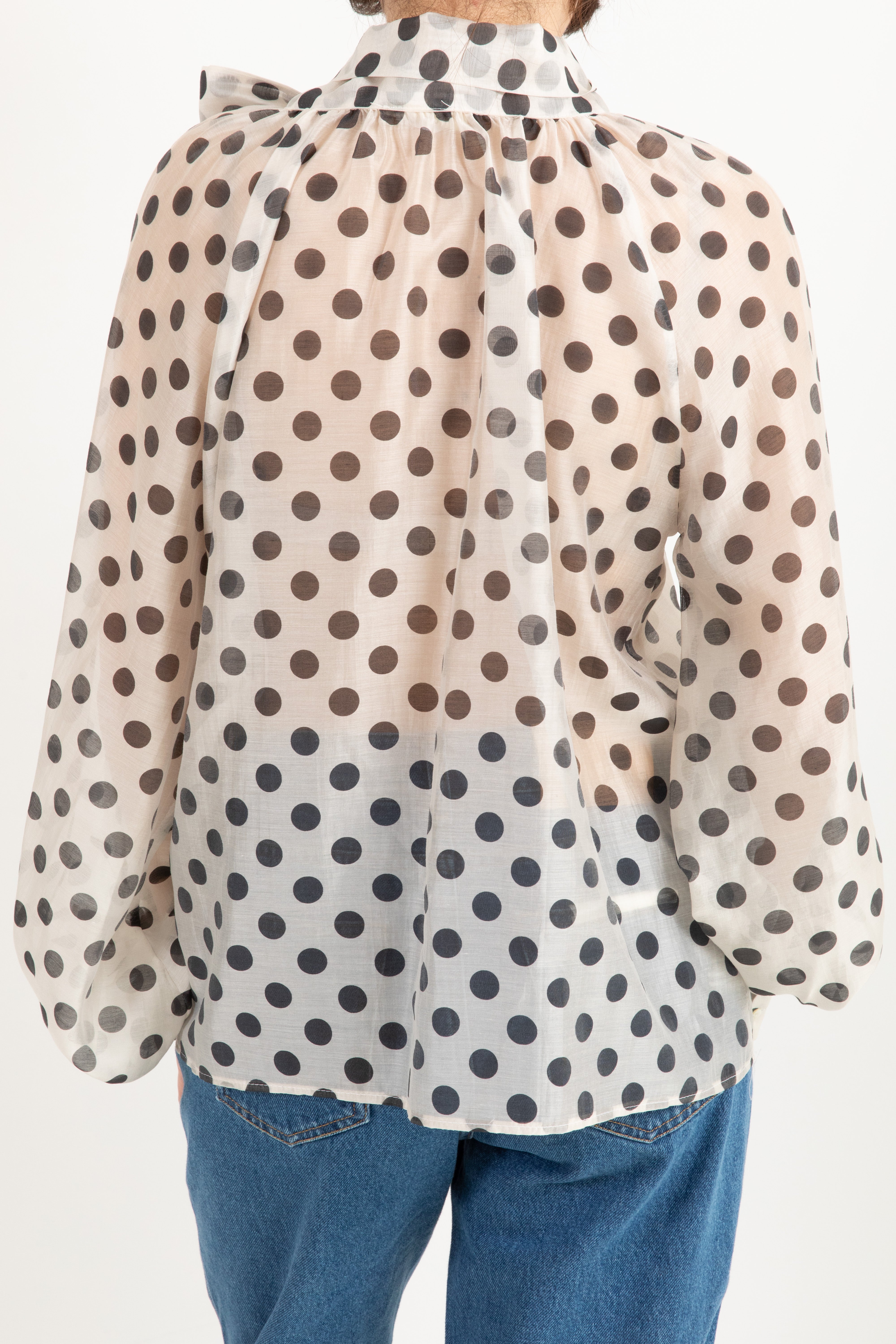 Blusa in lyocell con fiocco e pois ViCOLO