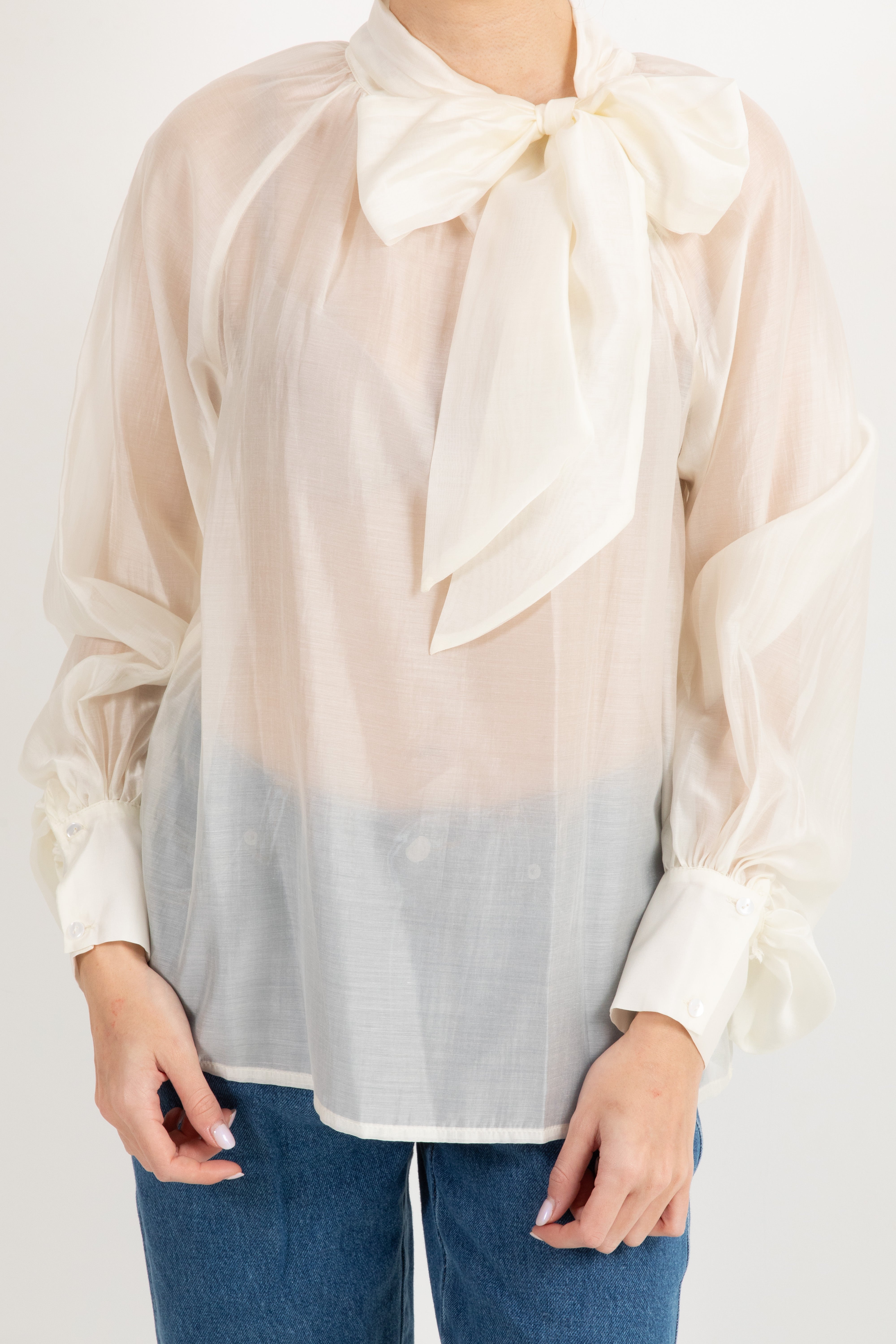 Blusa in tencel con fiocco Tensione IN