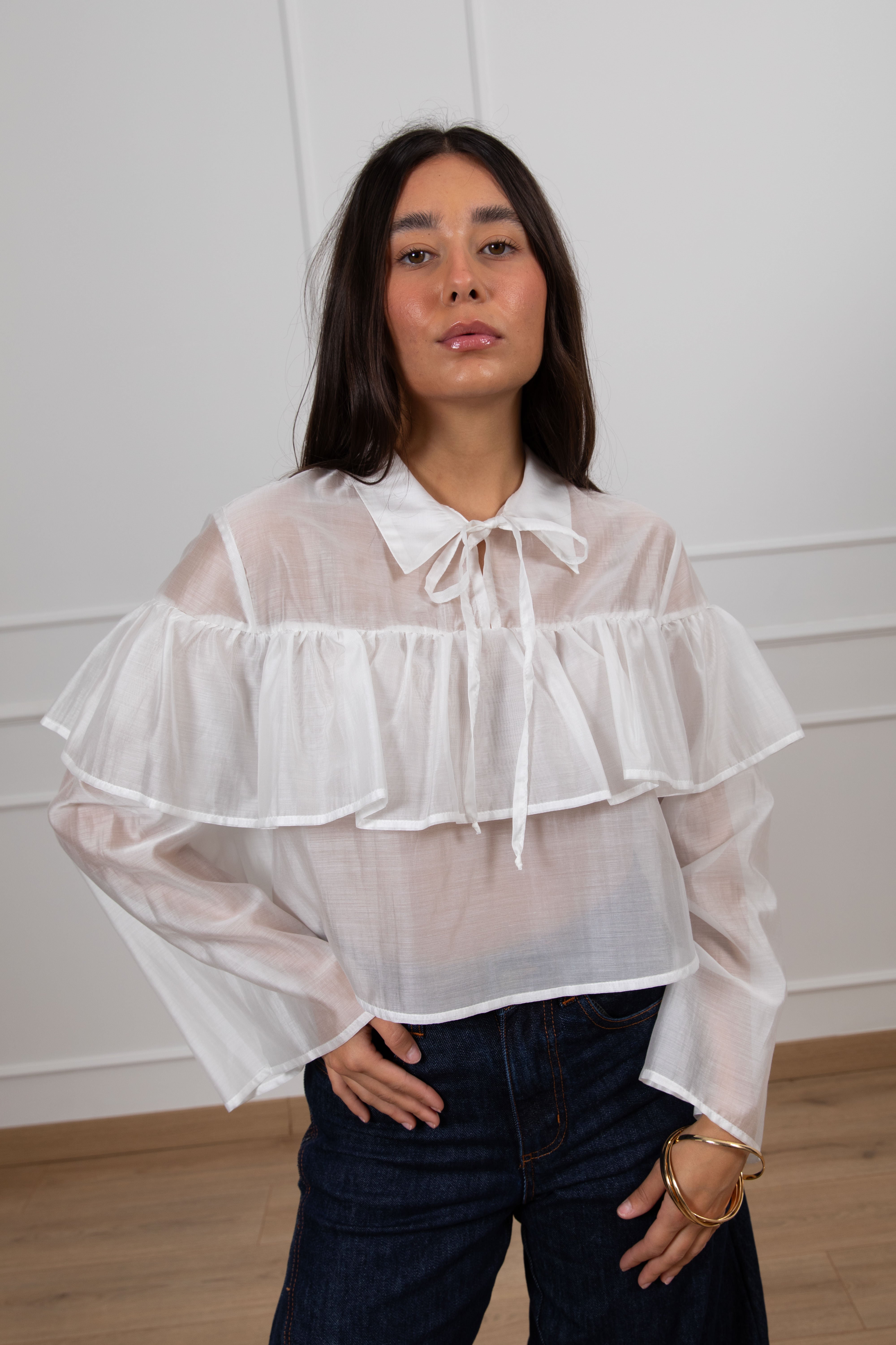 Blusa cropped con rouches ViCOLO
