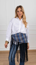 Camicia con foulard check frange Haveone