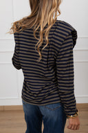 T-shirt spallina imbottita a righe con collo a contrasto Haveone