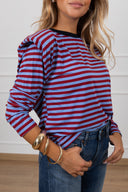 T-shirt spallina imbottita a righe con collo a contrasto Haveone