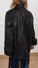 Giacca over-size in eco-pelle stropicciata variante nero Tensione IN