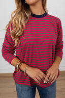 T-shirt scatoletta a righe con collo a contrasto Haveone