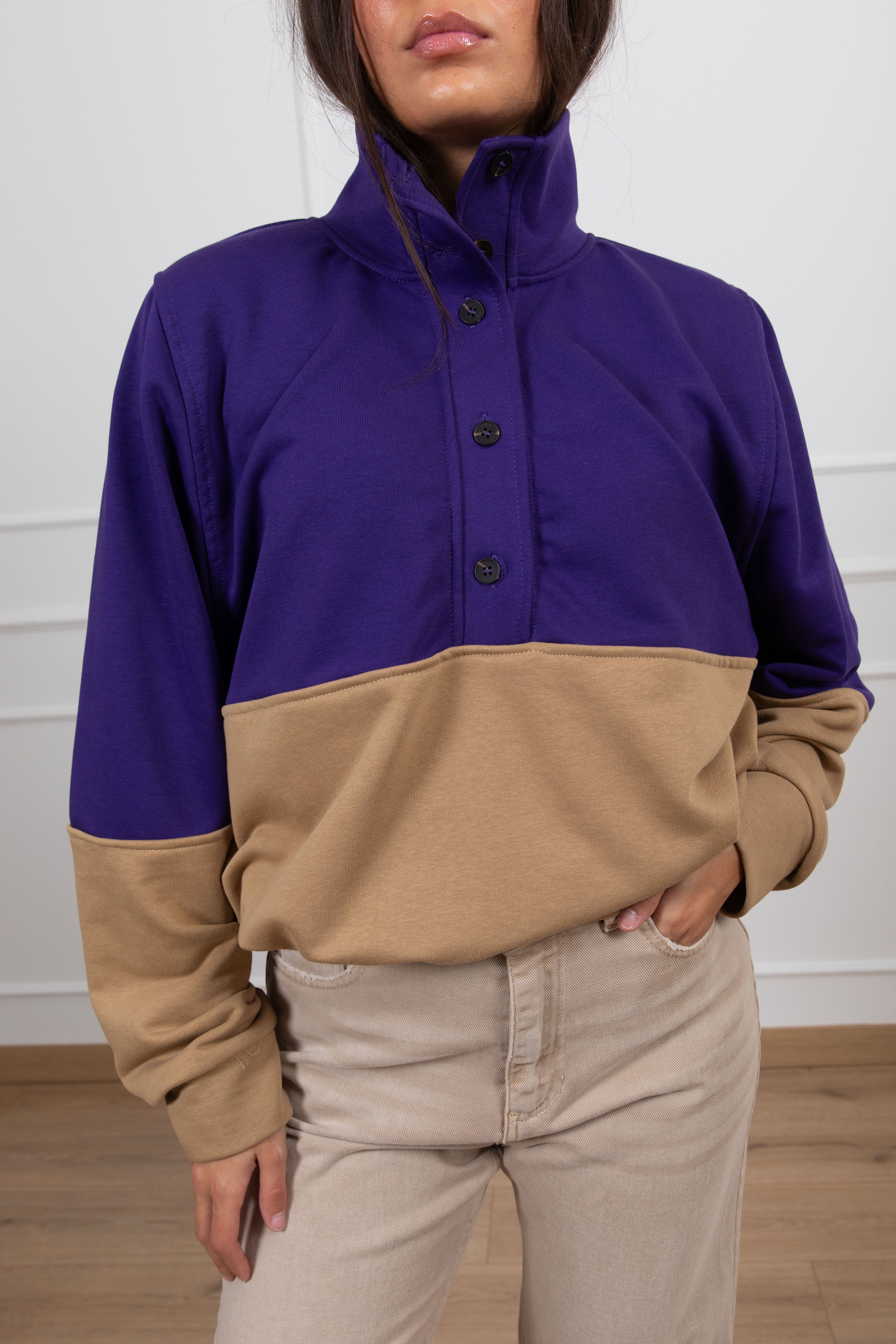 Felpa bi-color bottoni Tensione IN