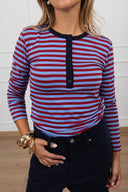 T-shirt serafino a righe con collo a contrasto Haveone