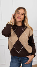 Maglia scatoletta a rombi variante moro Susy Mix