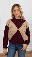 Maglia scatoletta a rombi variante vino Susy Mix