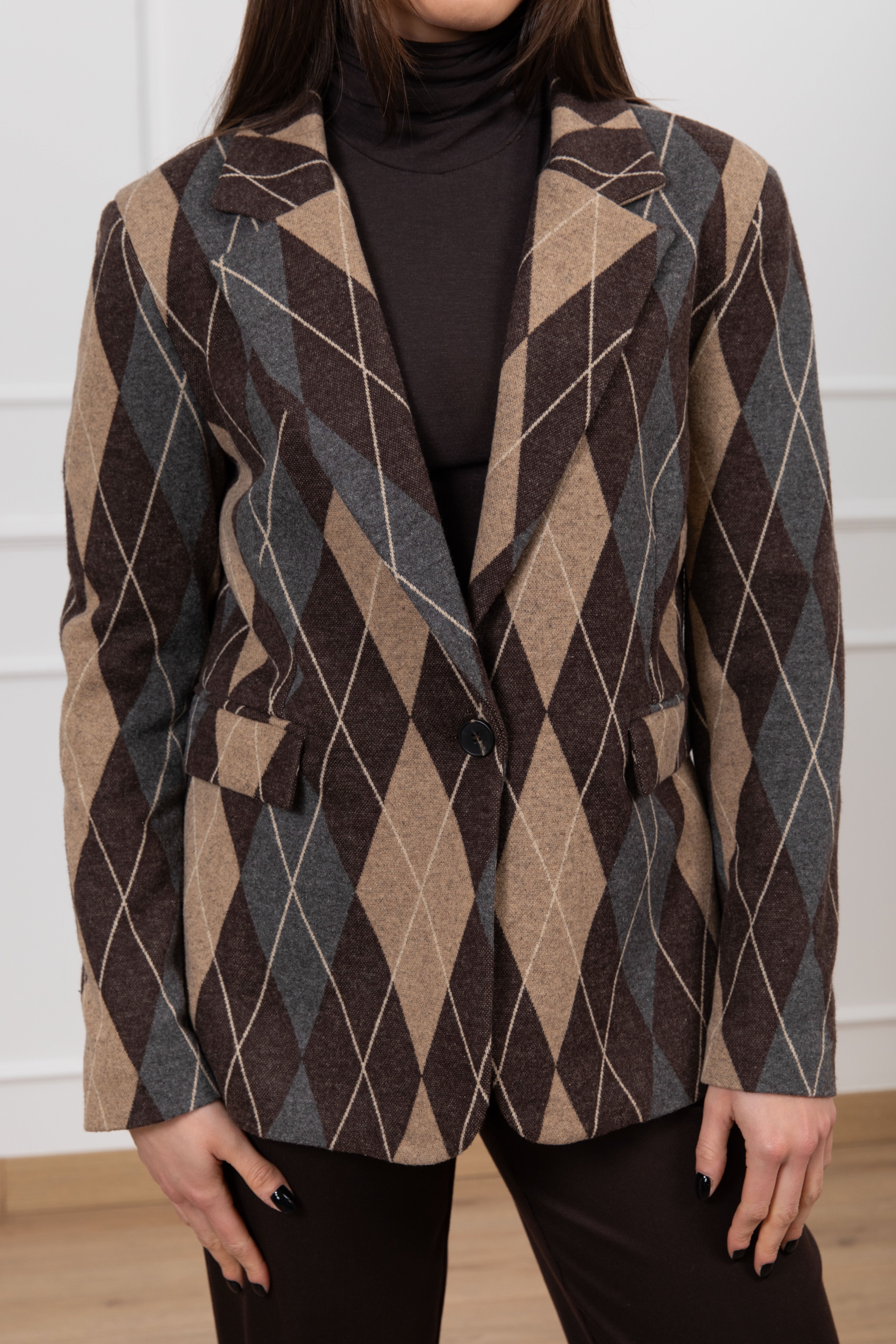 Giacca mono-bottone in punto milano a rombi Tensione IN