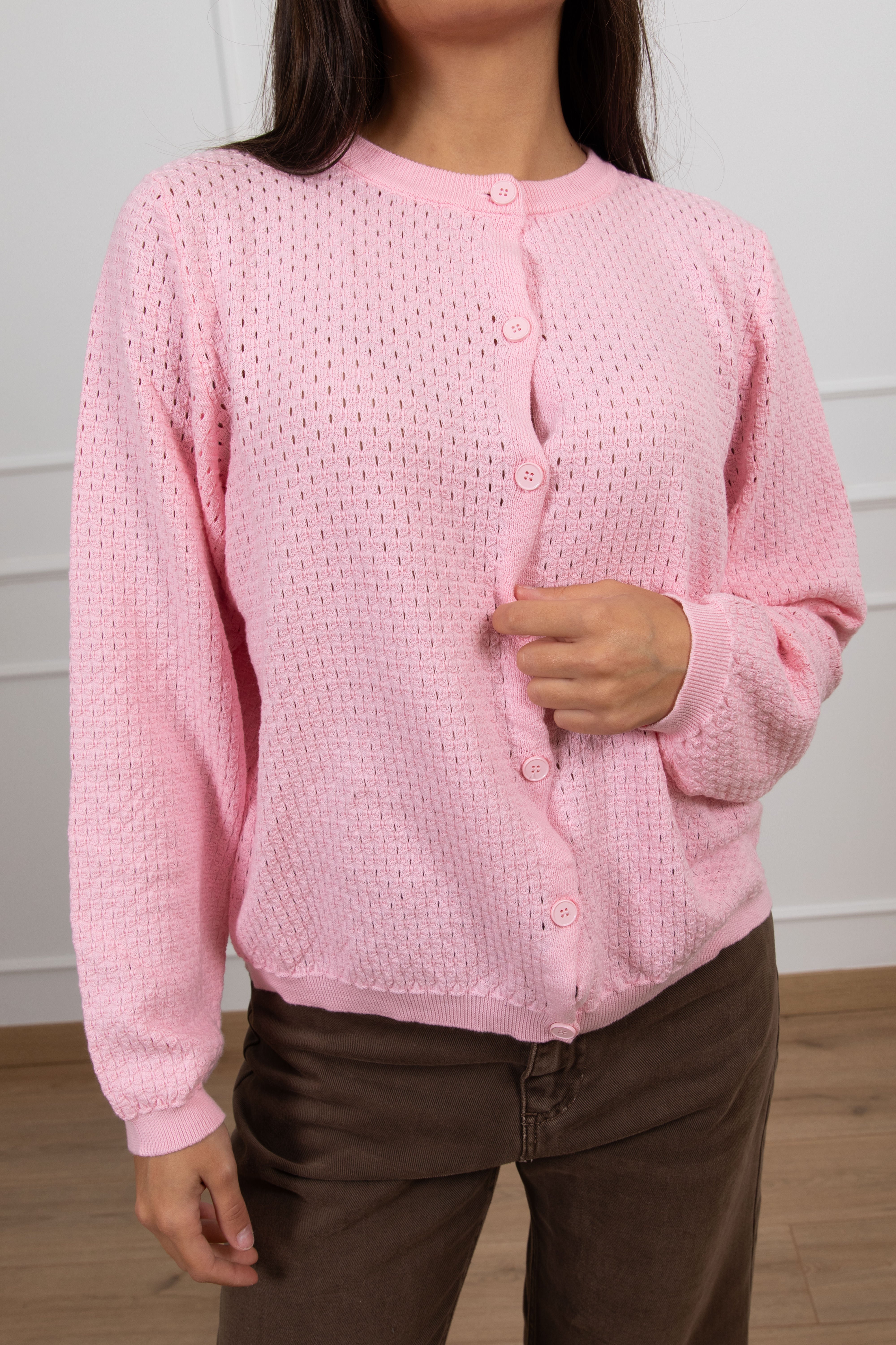 Cardigan in cotone con motivo traforato ViCOLO