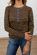 T-shirt serafino a righe con collo a contrasto Haveone