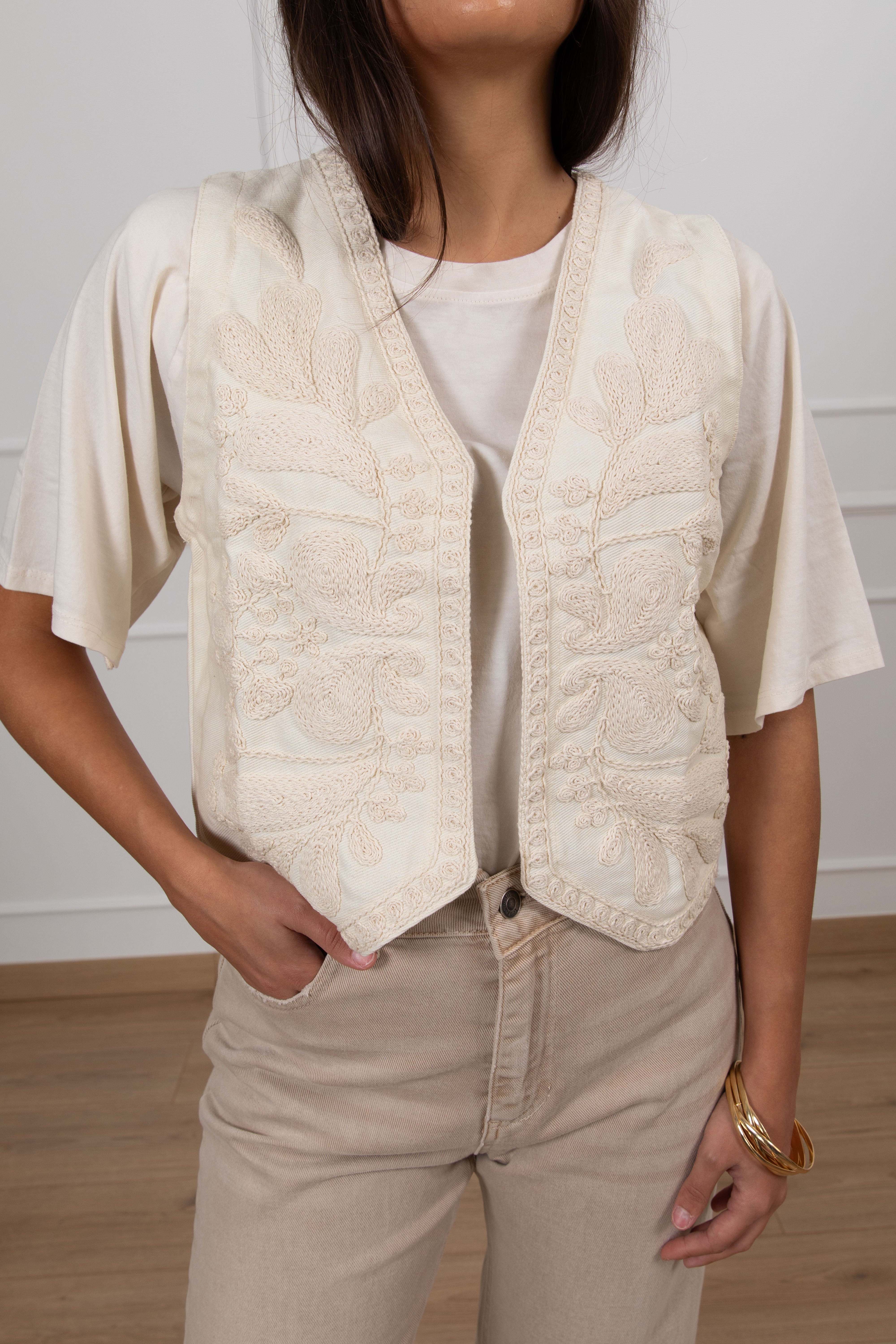 Gilet in cotone con ricamo Susy Mix