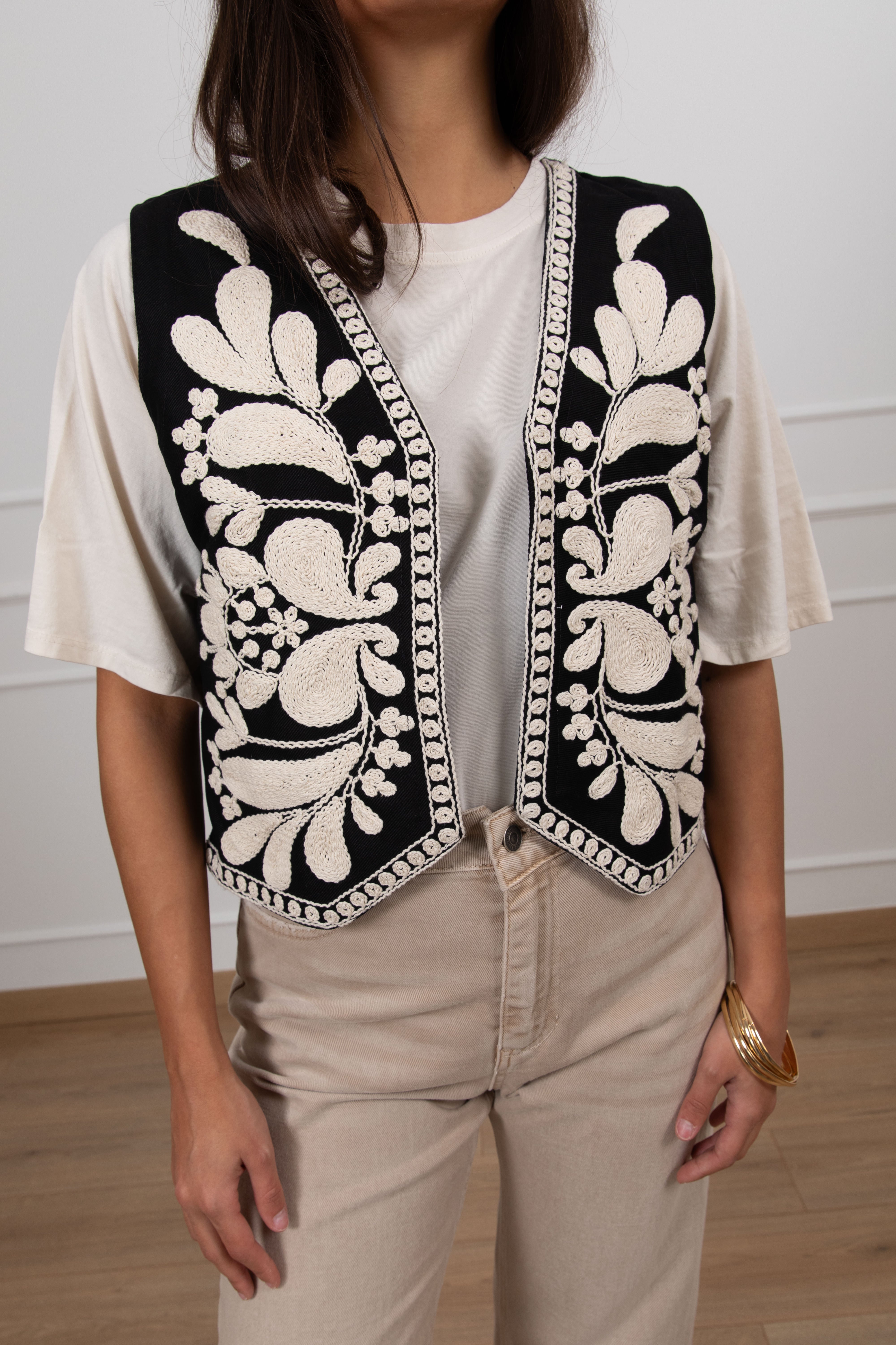 Gilet in cotone con ricamo Susy Mix
