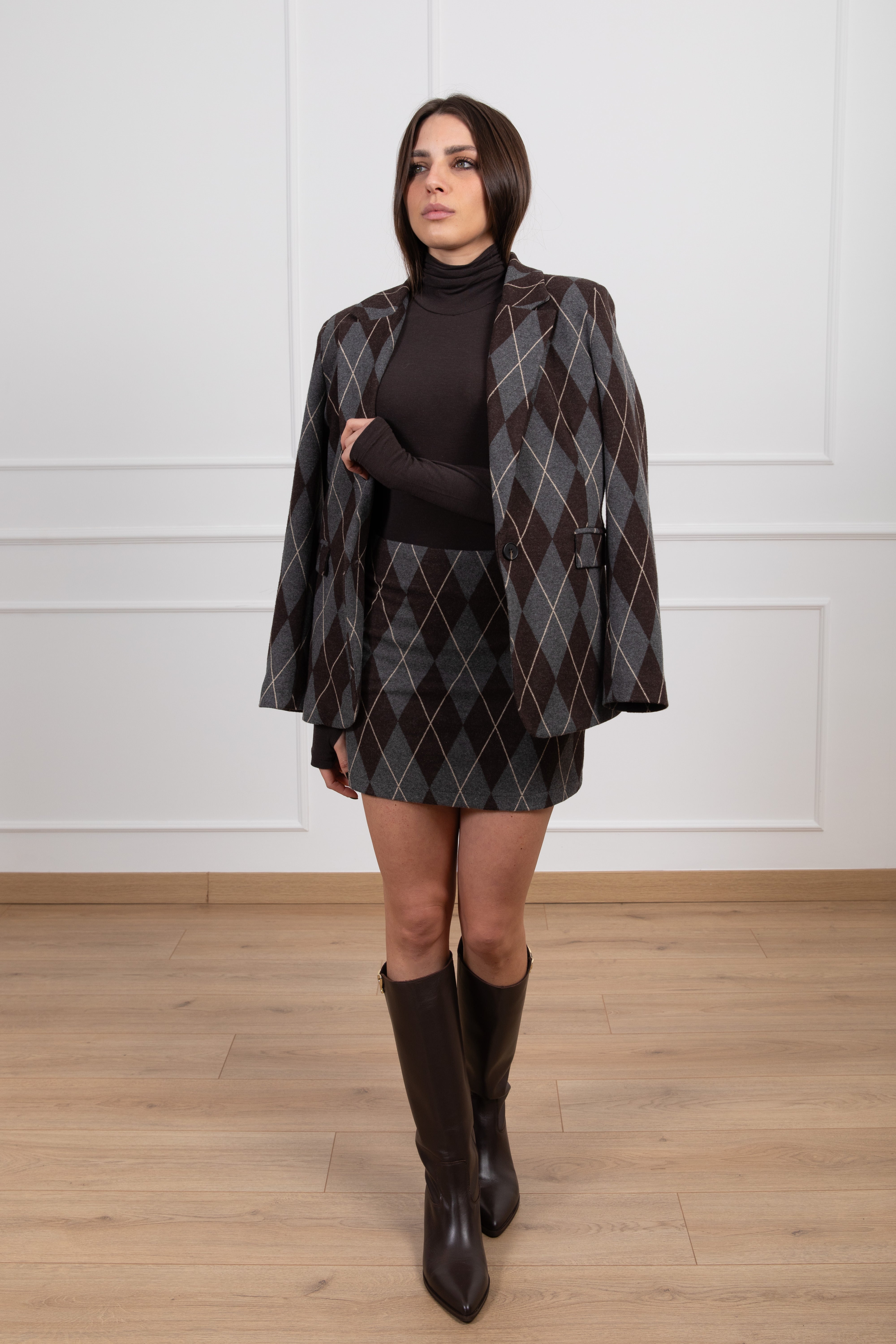 Mini-gonna in punto milano a rombi Tensione IN