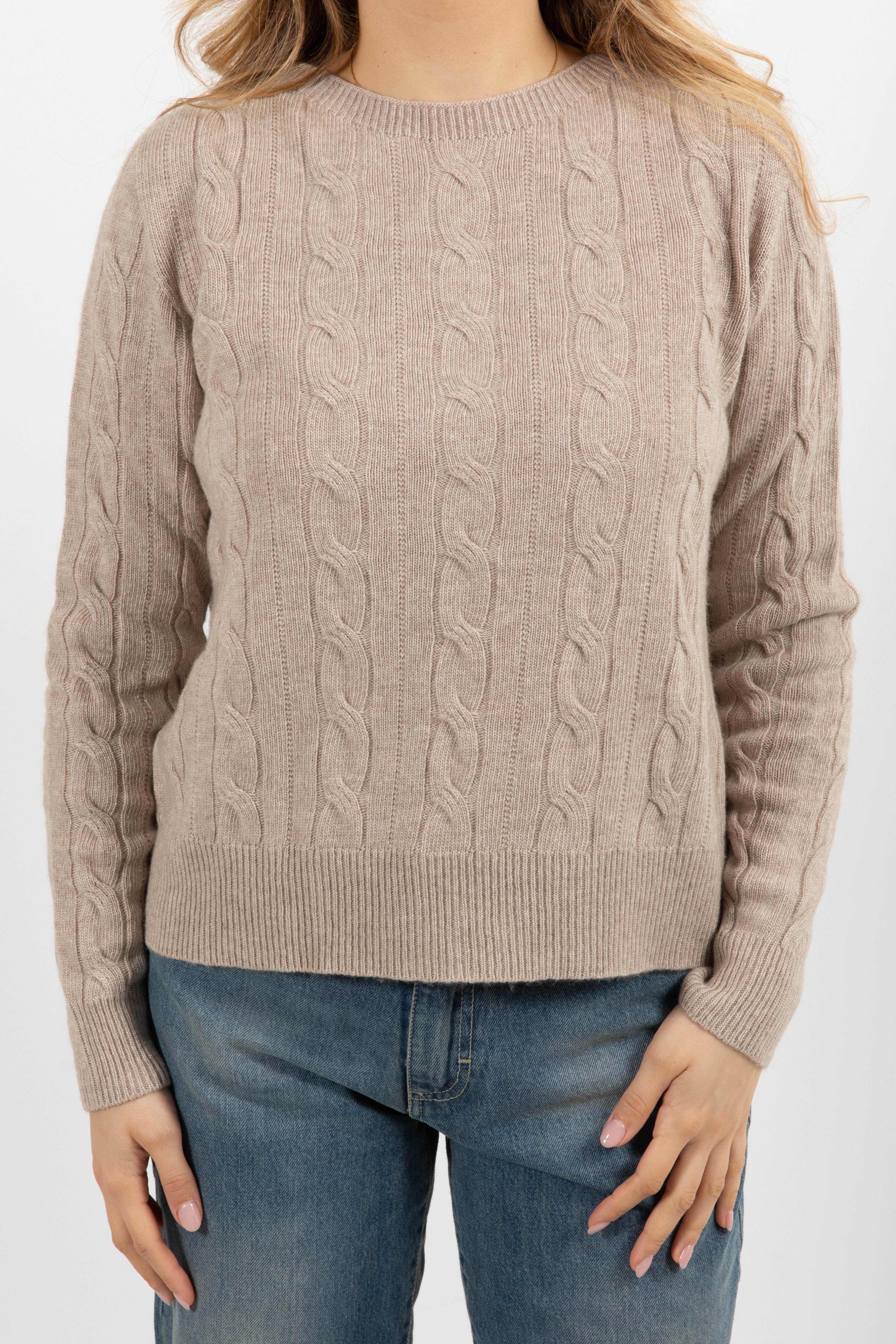 Pull girocollo trecce in lana & cashmere ViCOLO