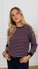 Maglia a righe con profilo a contrasto variante grigio/navy Haveone