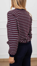 Maglia a righe con profilo a contrasto variante grigio/navy Haveone