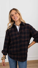 Camicia check flanella blu/moro Susy Mix