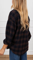 Camicia check flanella blu/moro Susy Mix