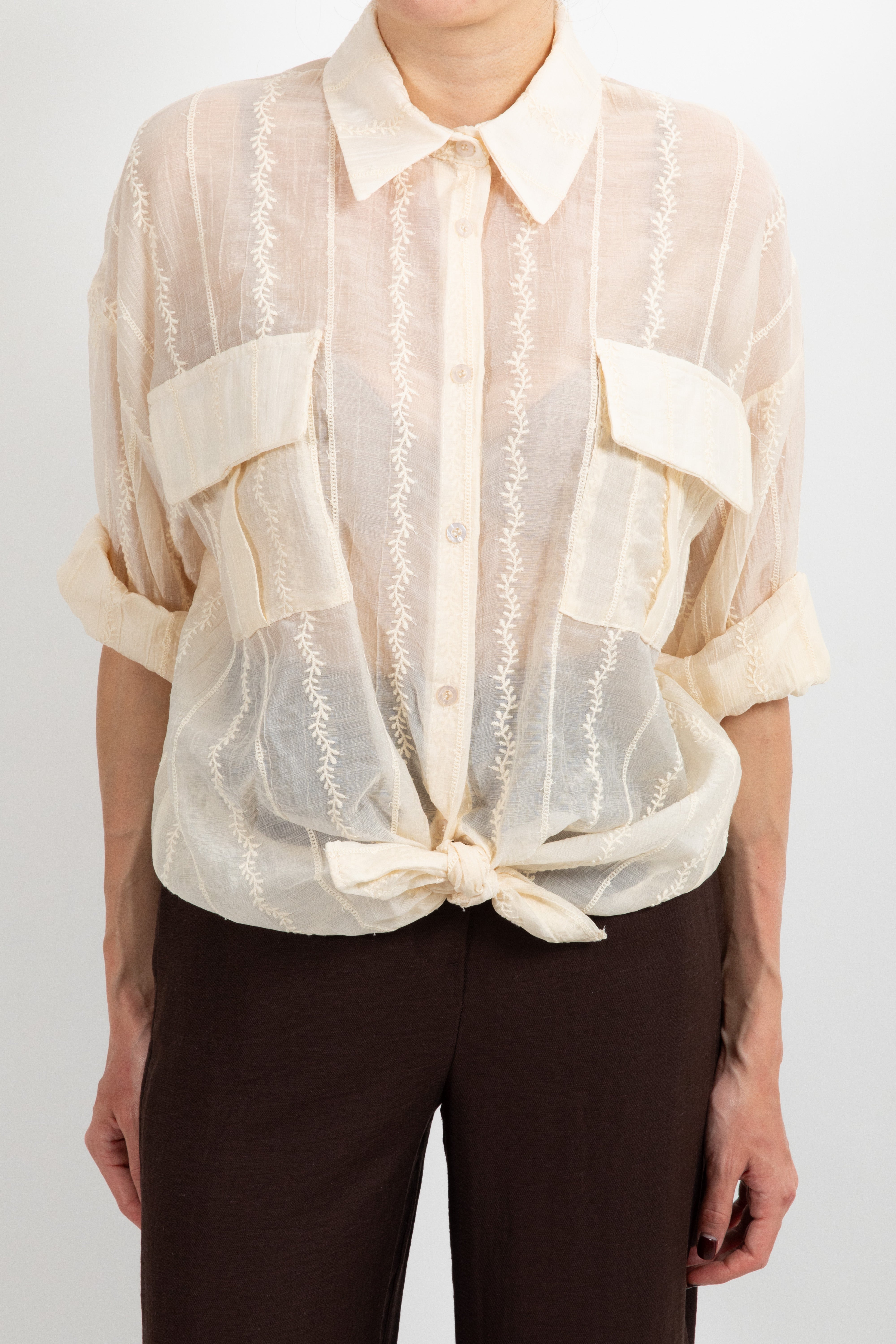 Camicia in lyocell con ricamo verticale Susy Mix