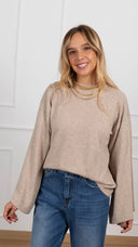 Pull girocollo manica svasata variante beige ViCOLO