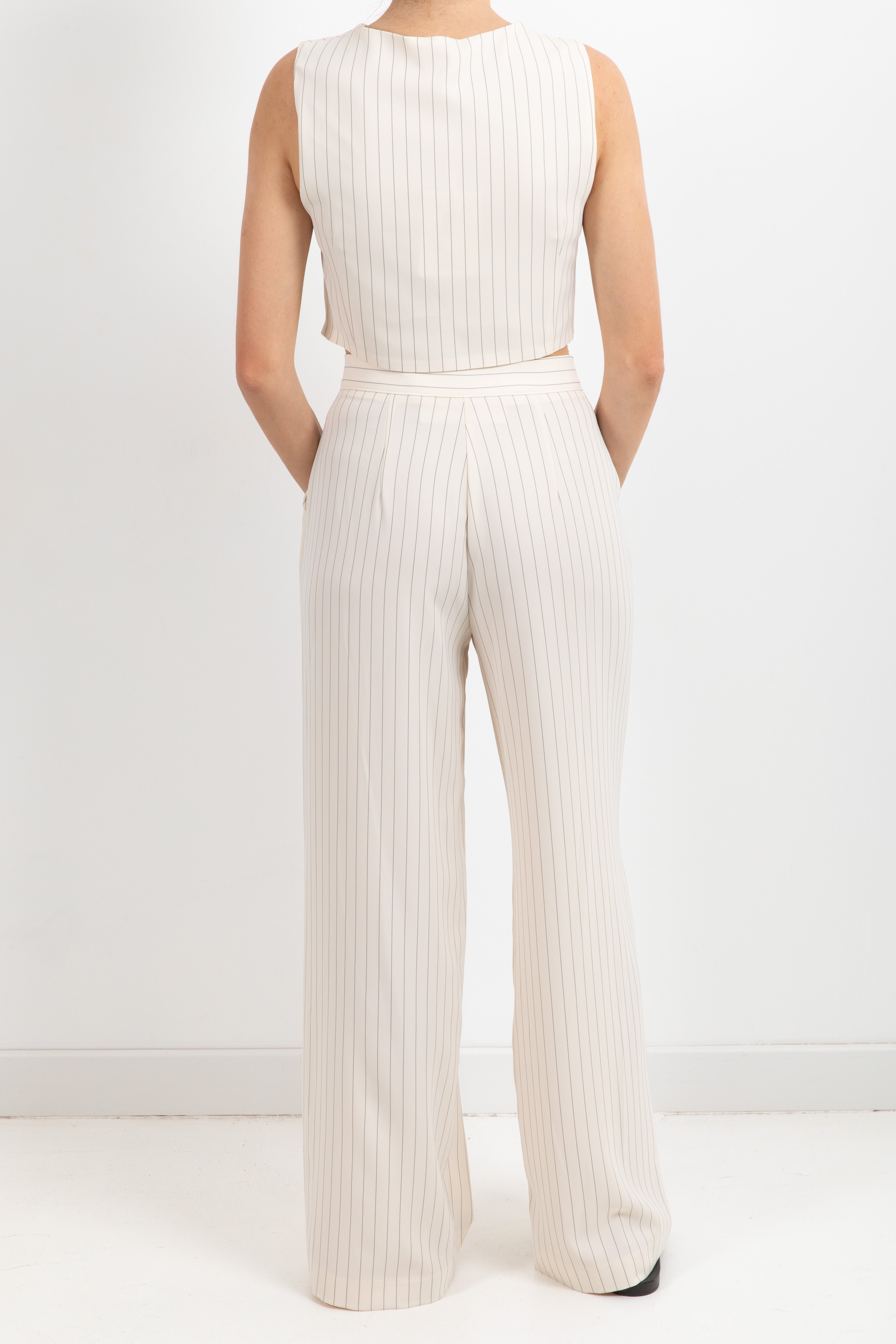 Coordinato gessato gilet e pantalone gamba dritta Susy Mix