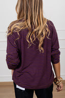 T-shirt over-size a righe con collo a contrasto Susy Mix