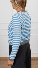Maglia a righe con profilo a contrasto variante celeste/grigio Haveone