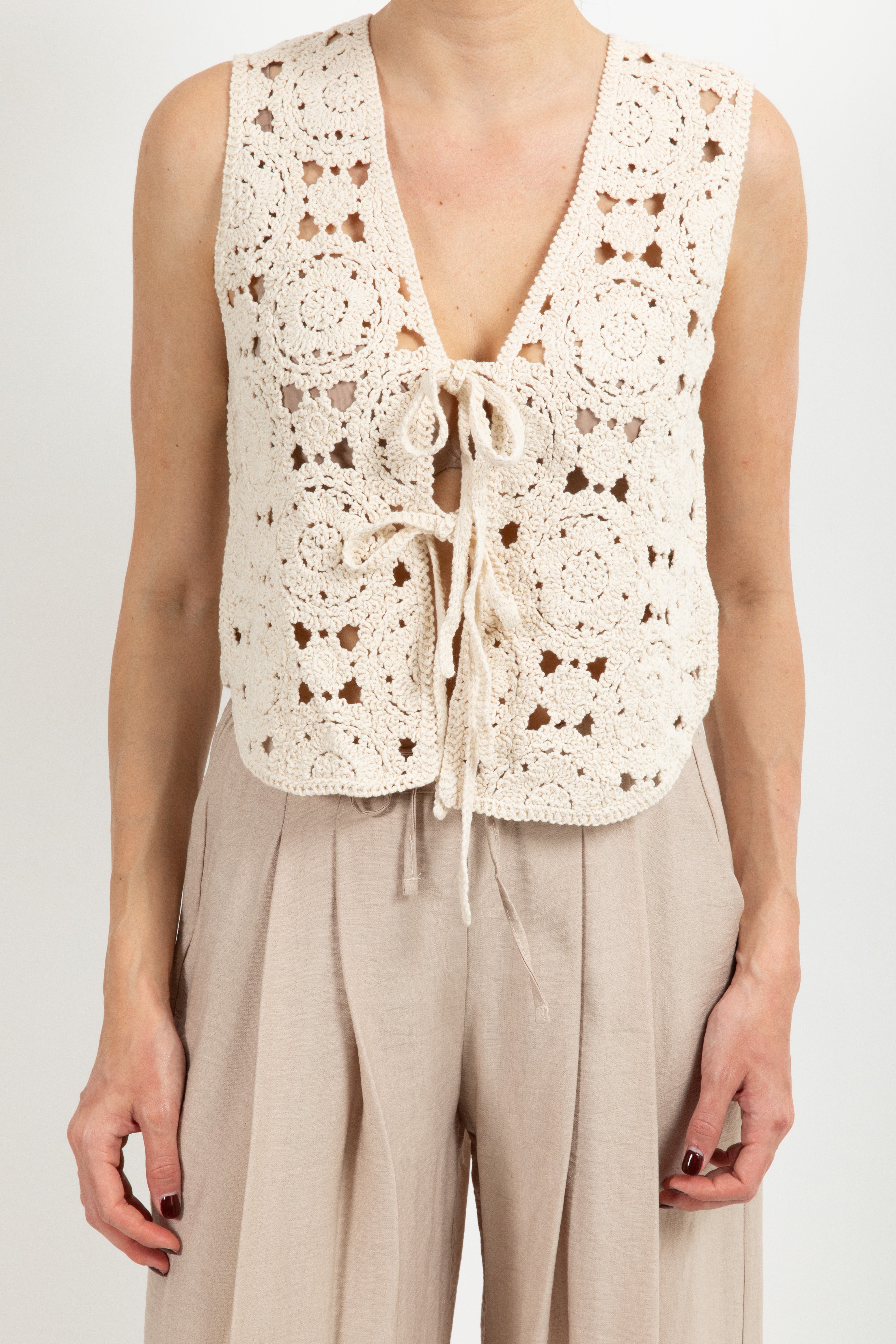 Gilet crochet con doppio fiocco Susy Mix