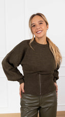 Maglia manica a palloncino con zip sul fondo variante army ViCOLO