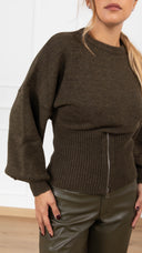 Maglia manica a palloncino con zip sul fondo variante army ViCOLO