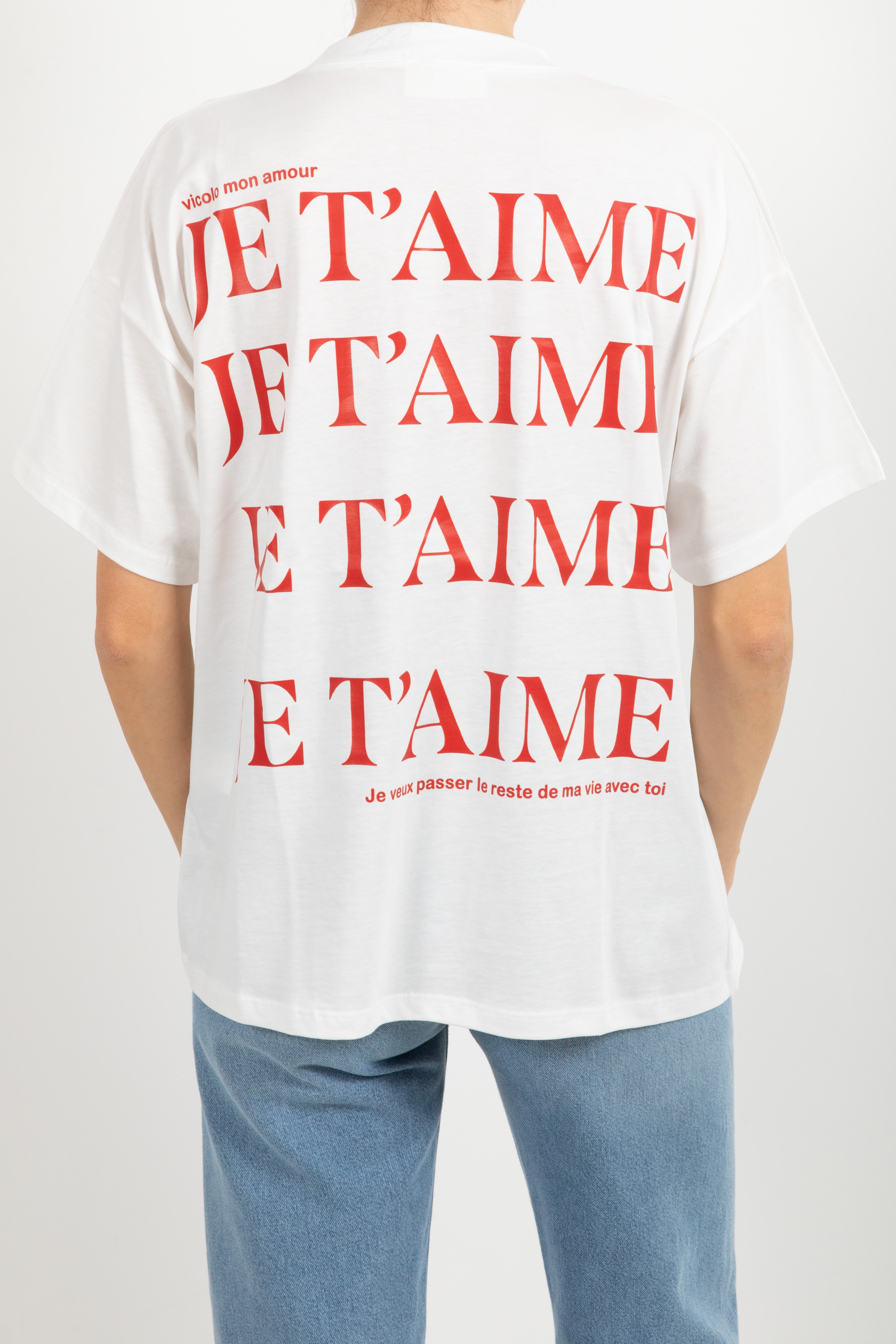 T-shirt con scritta sul retro "Je t'aime" ViCOLO