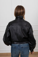 Bomber in eco-pelle martellata variante nero Susy Mix
