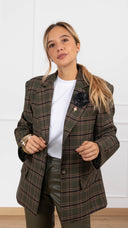 Giacca mono-bottone check militare con spille ViCOLO
