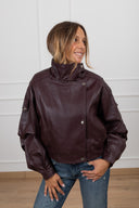 Bomber in eco-pelle martellata variante bordeaux Susy Mix