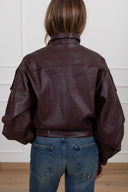 Bomber in eco-pelle martellata variante bordeaux Susy Mix